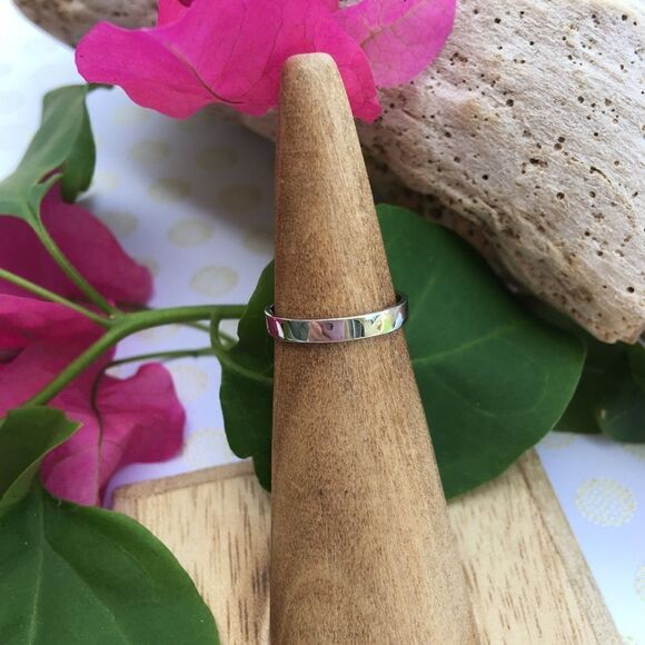 Flat Band Sterling High Gloss Toe Midi Ring - Picture 1 of 7